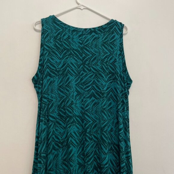 LOGO BY LORI GOLDSTEIN Printed Tank Teal Green Blue Geometric Asymmetrical Tunic - Picture 14 of 16